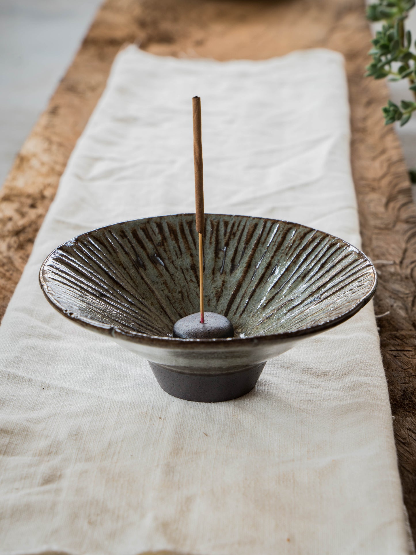 Fern Blue Incense Bowl | M
